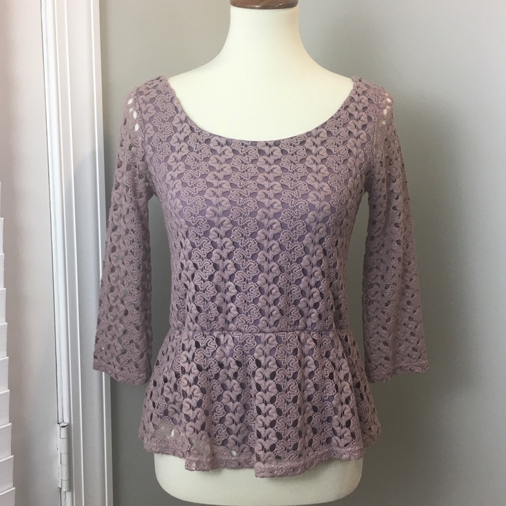 Charlotte Russe Crochet Peplum Top Blouse